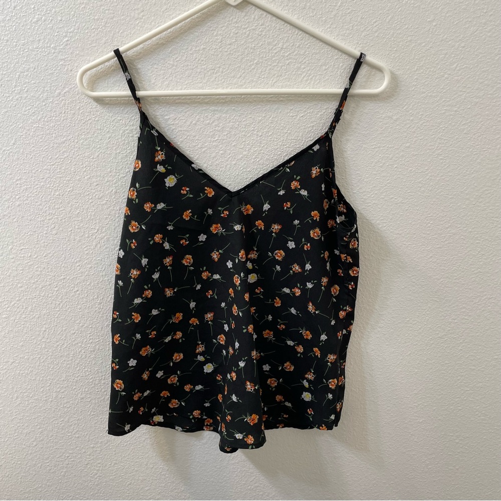 Shein blouse black floral Orange extra small
